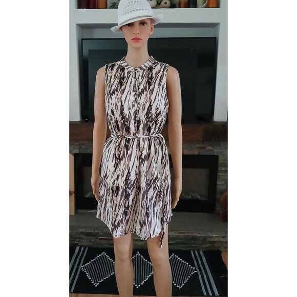 Women's Summer Dress 100% Linen Tunic Resort Cruise Chic Beachy Boho Size 4 Tan - Picture 3 of 16